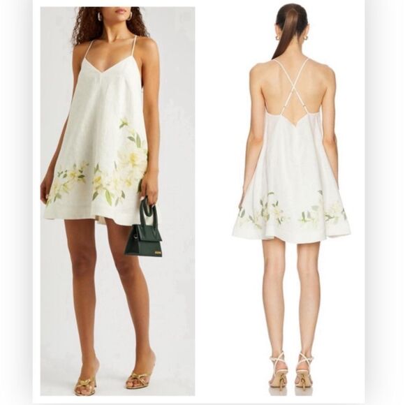 Zimmerman Harmony Swing Floral linen Minidress size 10 NWT $ 895.00 - Picture 1 of 12
